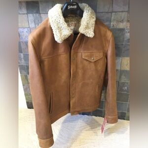 Schott Men's Leather Trucker Jacket with Sheepskin Collar - New with Tags! XL